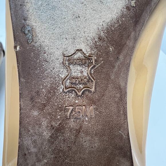 Tory Burch Trudy Flat Tan Patent Leather 7.5 Ballet Bow Logo Classic Neutral - Picture 15 of 16